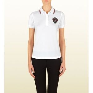 NWT Authentic Gucci Equastrain Crest Polo Shirt White S